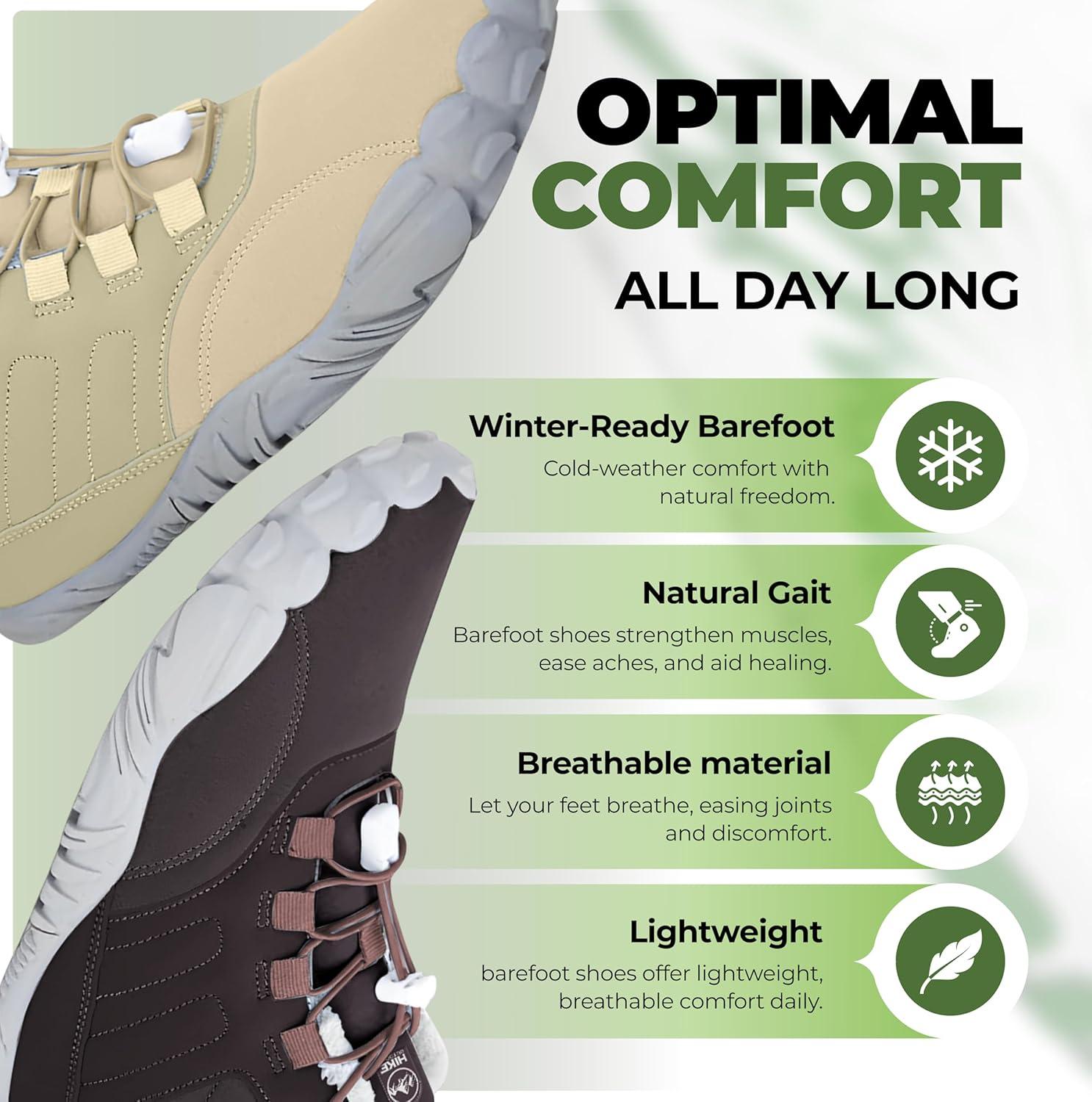 imageCaspar Pro HF  Nonslip and Comfortable Winter Barefoot Shoes Provide Warmth and Support Walking Boots For Women Men UnisexBrown