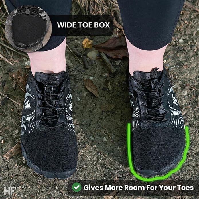 imageHF Active Barefoot Shoes  Wide Toe Box Arch Support Breathable Lightweight Flexible Minimalist Walking Shoes for Men ampamp WomenBlack