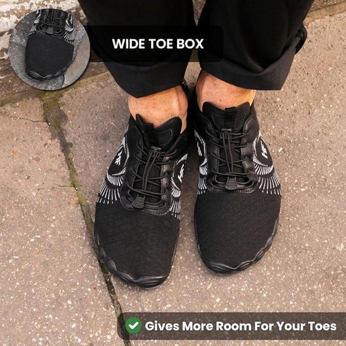 imageHF Active Barefoot Shoes  Wide Toe Box Arch Support Breathable Lightweight Flexible Minimalist Walking Shoes for Men ampamp WomenBlack