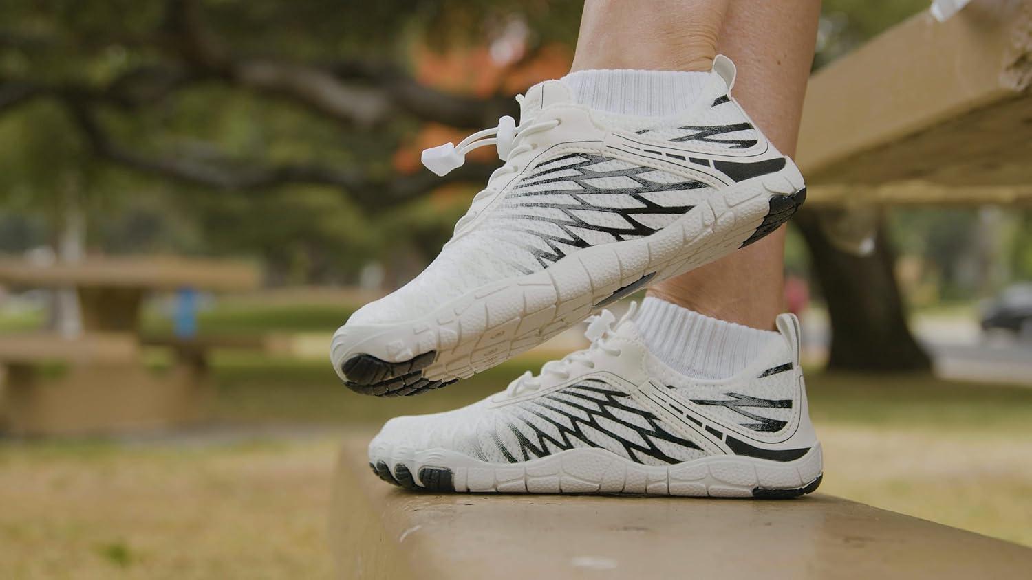 imageHF Signature Healthy ampamp NonSlip Breathable Barefoot Shoes Flexible Lightweight Daily Wear Walking Shoes UnisexWhiteBlack