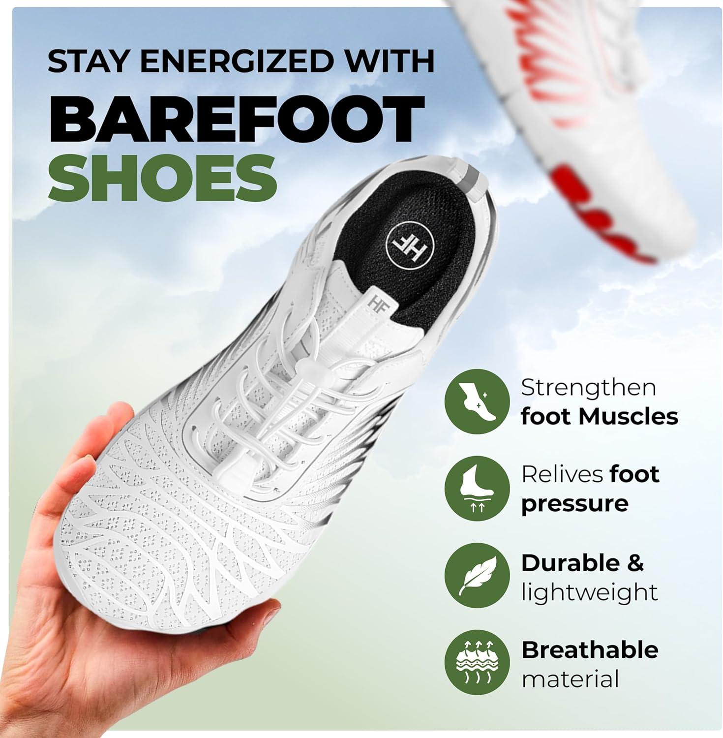 imageHF Signature Healthy ampamp NonSlip Breathable Barefoot Shoes Flexible Lightweight Daily Wear Walking Shoes UnisexWhiteGreen