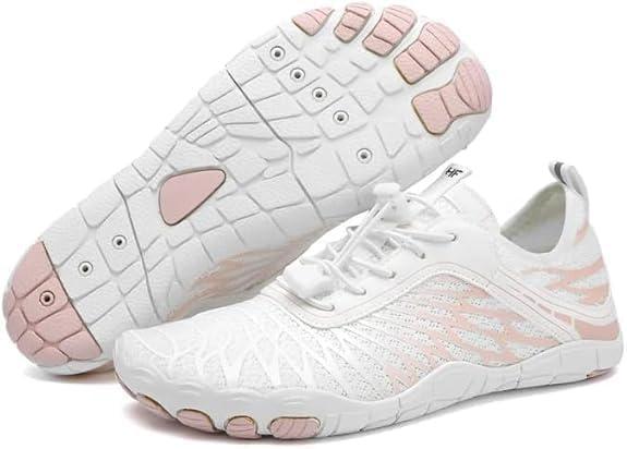 imageHF Signature Healthy ampamp NonSlip Breathable Barefoot Shoes Flexible Lightweight Daily Wear Walking Shoes UnisexWhitePink