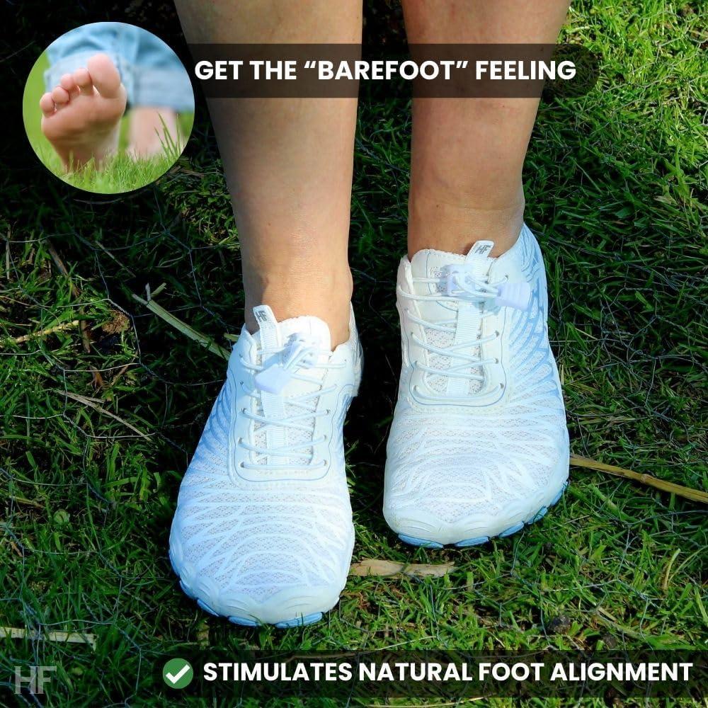 imageHF Signature Healthy ampamp NonSlip Breathable Barefoot Shoes Flexible Lightweight Daily Wear Walking Shoes UnisexWhitePink
