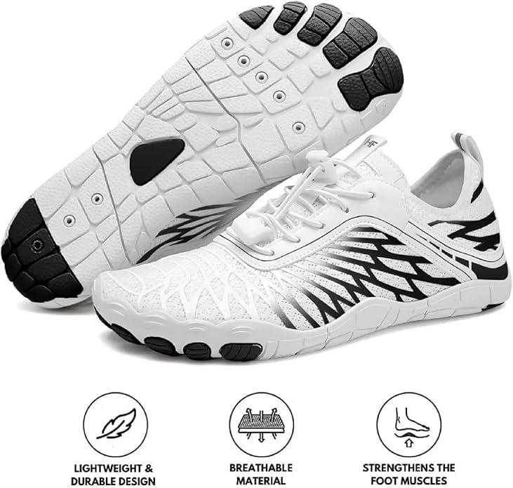 imageHF Signature Healthy ampamp NonSlip Breathable Barefoot Shoes Flexible Lightweight Daily Wear Walking Shoes UnisexWhitePurple