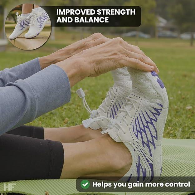 imageHF Signature Healthy ampamp NonSlip Breathable Barefoot Shoes Flexible Lightweight Daily Wear Walking Shoes UnisexWhitePurple