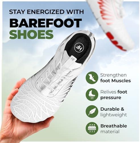 imageHF Signature Healthy ampamp NonSlip Breathable Barefoot Shoes Flexible Lightweight Daily Wear Walking Shoes UnisexWhiteRed