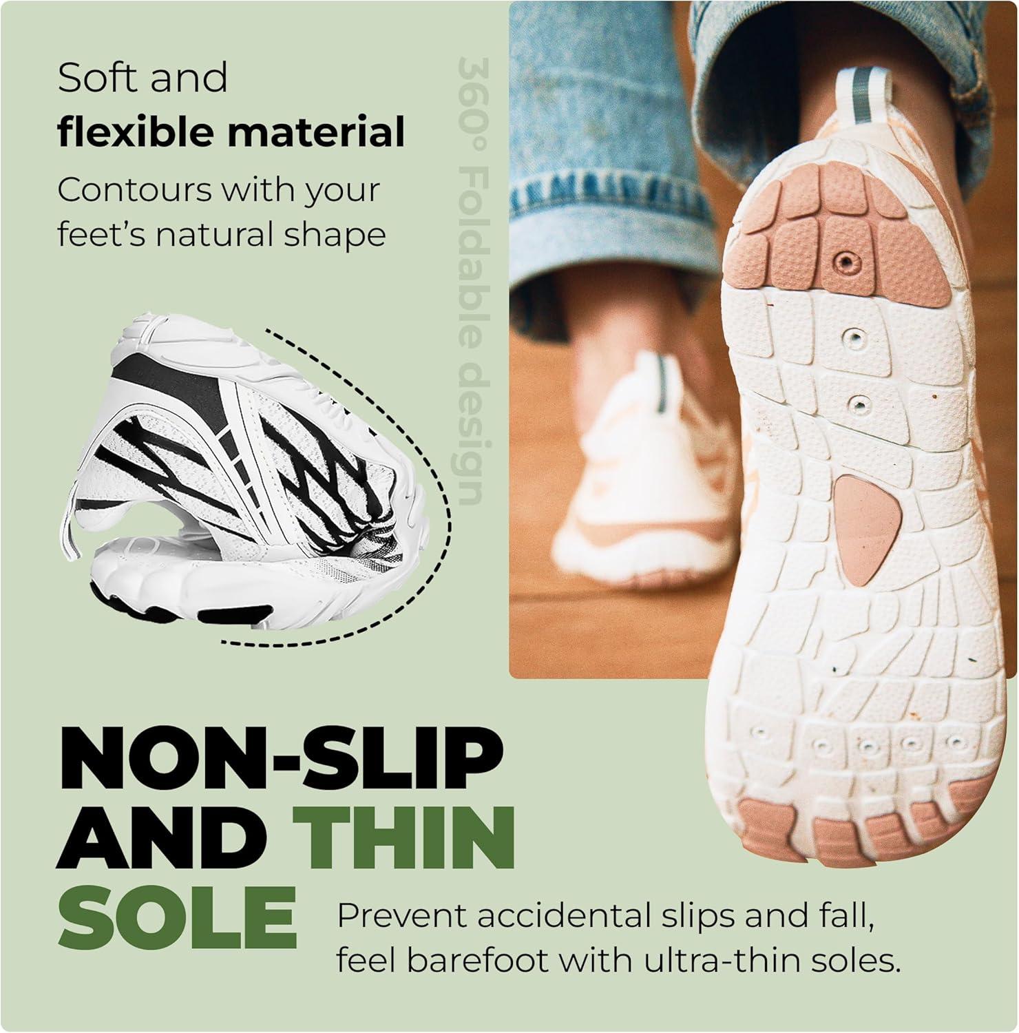 imageHF Signature Healthy ampamp NonSlip Breathable Barefoot Shoes Flexible Lightweight Daily Wear Walking Shoes UnisexWhiteRed