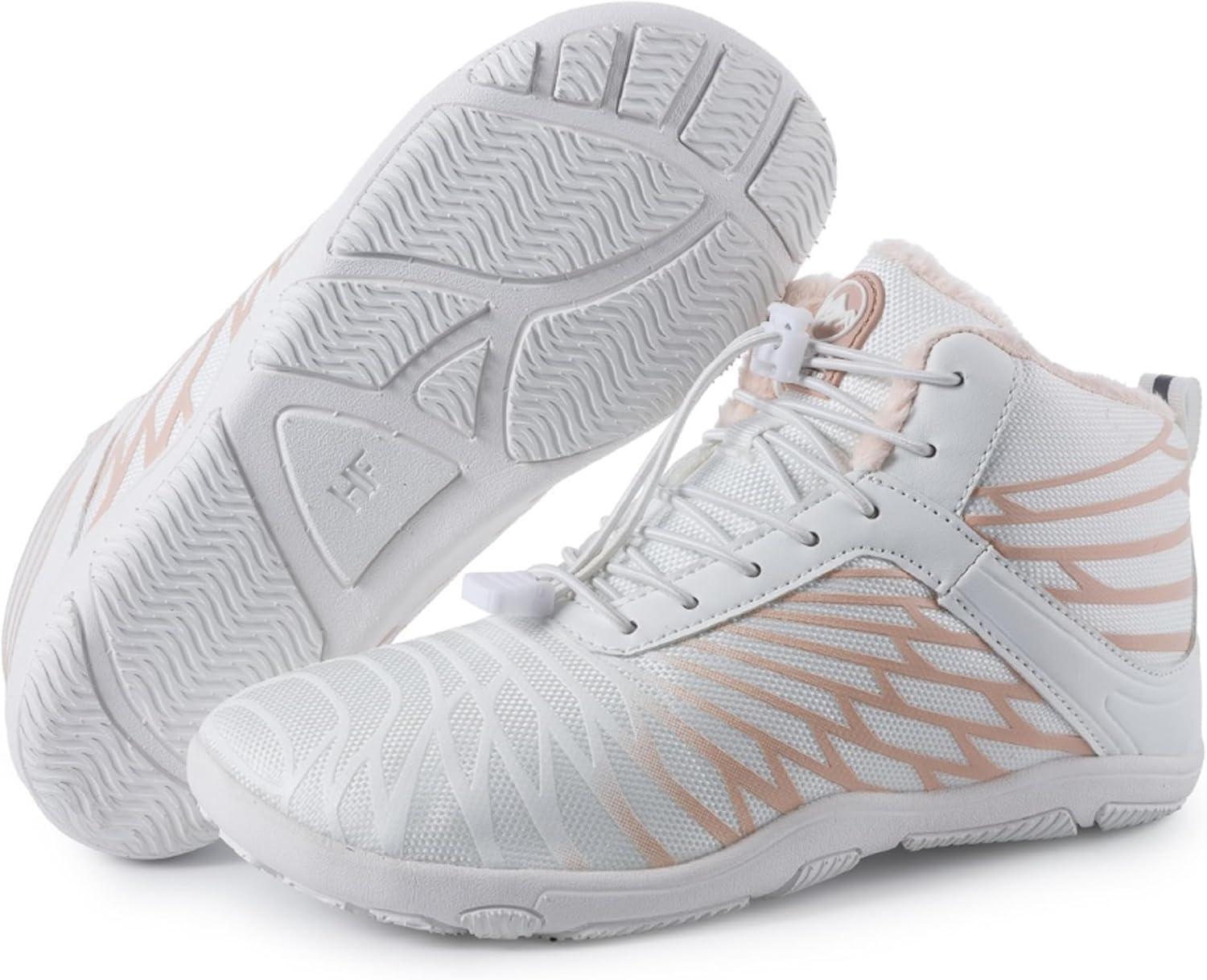 imageHF Winter Barefoot Boots  Ergonomic Supportive Winter Barefoot Shoes ZeroDrop Sole Wide Toe Box Innovative Design Walking Boots UnisexWhiteBlack