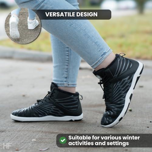 imageHF Winter Barefoot Boots  Ergonomic Supportive Winter Barefoot Shoes ZeroDrop Sole Wide Toe Box Innovative Design Walking Boots UnisexWhiteGray