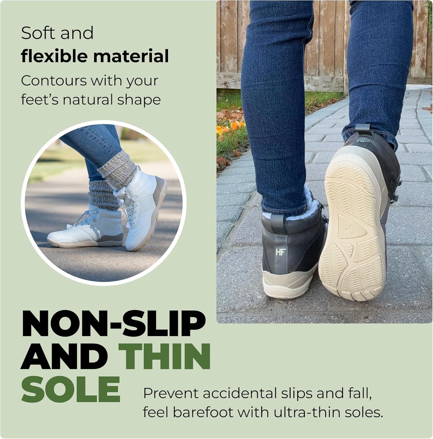 imageHFAzura Ergonomic Supportive Unisex Barefoot Shoes Winter Boots  Wide Toe Box Minimalist ZeroDrop Sole Breathable ampamp SplashProofGreen