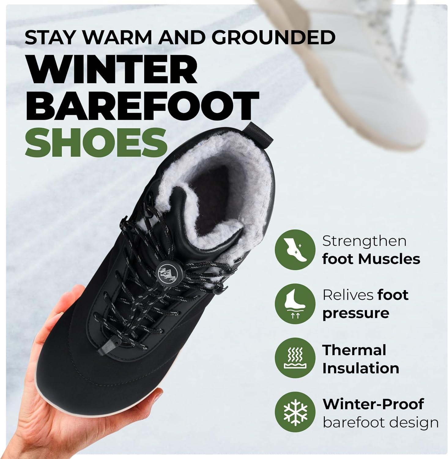 imageHFAzura Ergonomic Supportive Unisex Barefoot Shoes Winter Boots  Wide Toe Box Minimalist ZeroDrop Sole Breathable ampamp SplashProofGrey
