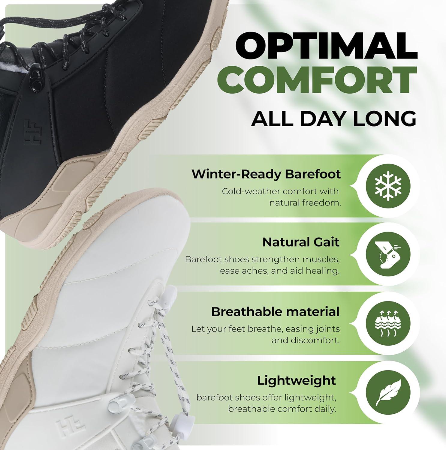 imageHFAzura Ergonomic Supportive Unisex Barefoot Shoes Winter Boots  Wide Toe Box Minimalist ZeroDrop Sole Breathable ampamp SplashProofGrey