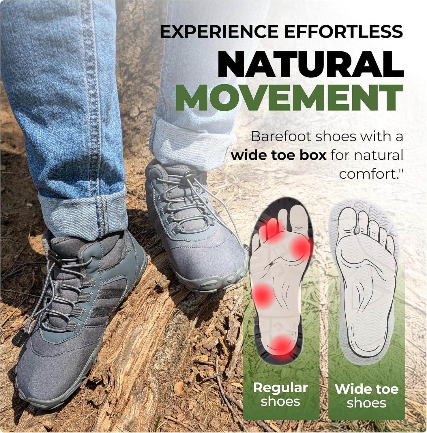 imageKasdava Pro Barefoot Winter Boots  Unisex WaterResistant NonSlip Shoes with Zero Drop Sole ampamp Wide Toe Box for Outdoor Trail ampamp SnowDark Blue