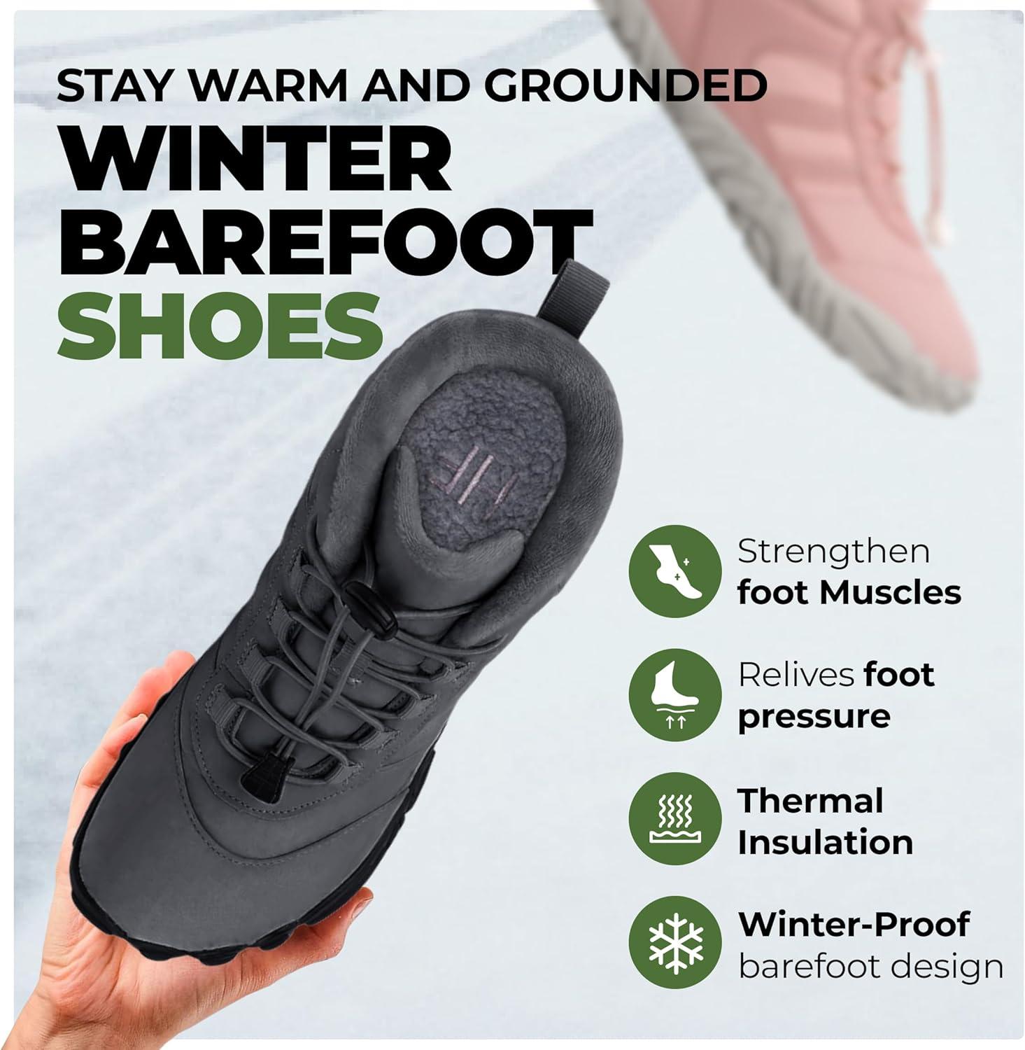 imageKasdava Pro Barefoot Winter Boots  Unisex WaterResistant NonSlip Shoes with Zero Drop Sole ampamp Wide Toe Box for Outdoor Trail ampamp SnowDark Blue