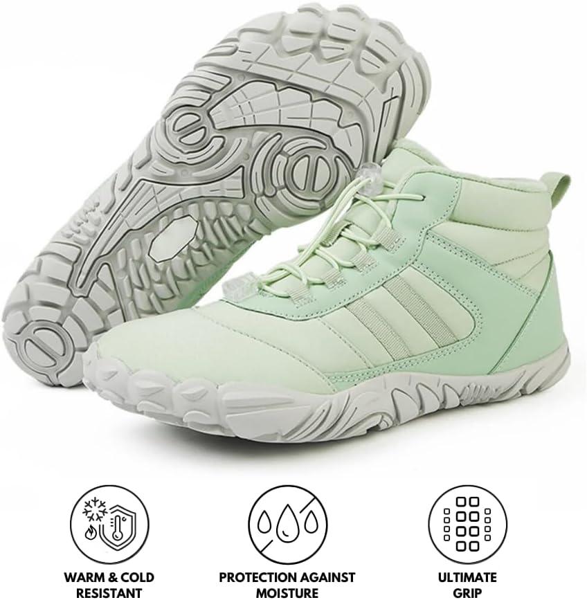 imageKasdava Pro Barefoot Winter Boots  Unisex WaterResistant NonSlip Shoes with Zero Drop Sole ampamp Wide Toe Box for Outdoor Trail ampamp SnowGreen
