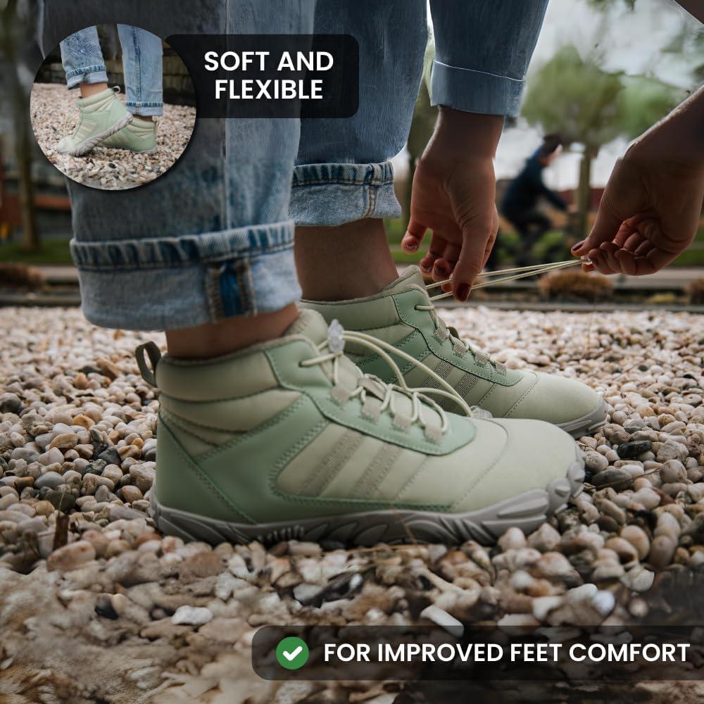 imageKasdava Pro Barefoot Winter Boots  Unisex WaterResistant NonSlip Shoes with Zero Drop Sole ampamp Wide Toe Box for Outdoor Trail ampamp SnowGreen