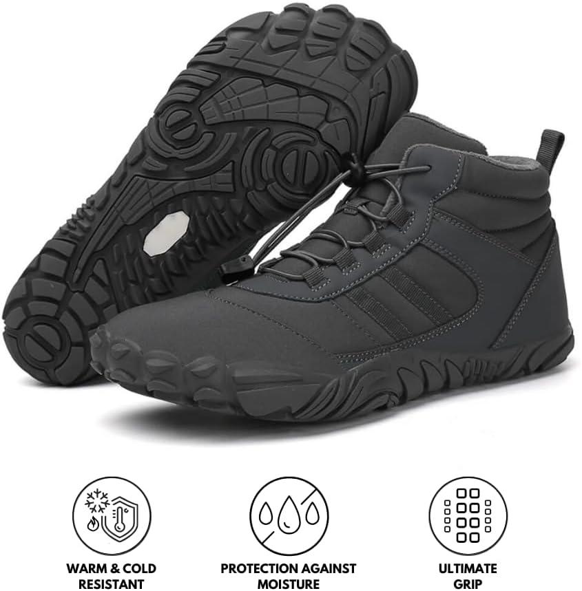 imageKasdava Pro Barefoot Winter Boots  Unisex WaterResistant NonSlip Shoes with Zero Drop Sole ampamp Wide Toe Box for Outdoor Trail ampamp SnowGrey