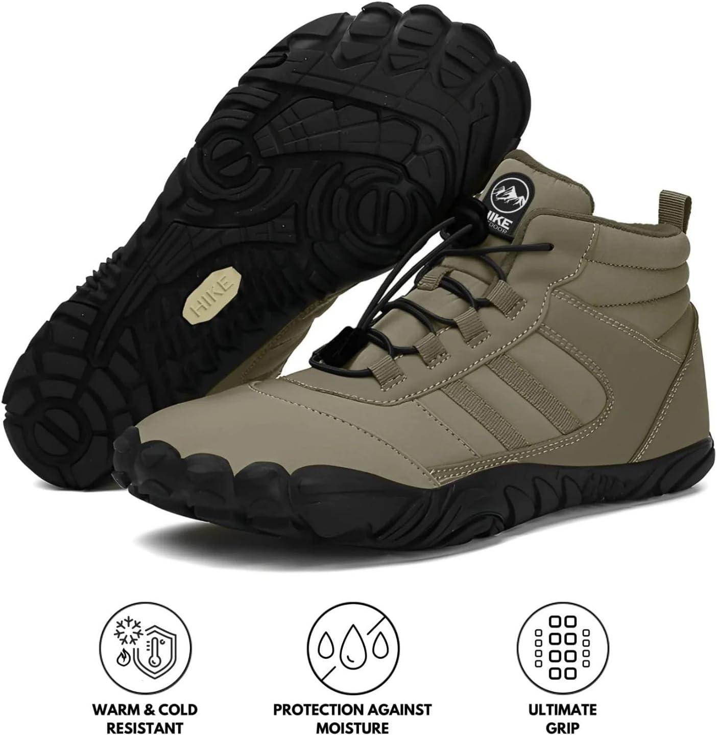 imageKasdava Pro Barefoot Winter Boots  Unisex WaterResistant NonSlip Shoes with Zero Drop Sole ampamp Wide Toe Box for Outdoor Trail ampamp SnowKhaki