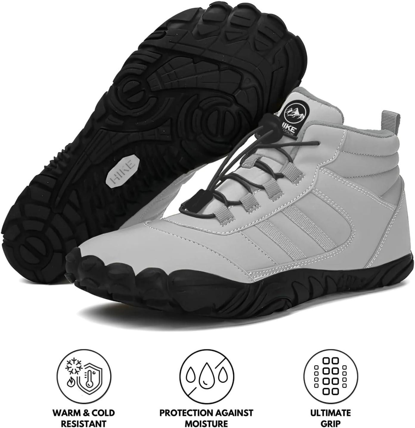 imageKasdava Pro Barefoot Winter Boots  Unisex WaterResistant NonSlip Shoes with Zero Drop Sole ampamp Wide Toe Box for Outdoor Trail ampamp SnowLight Gray
