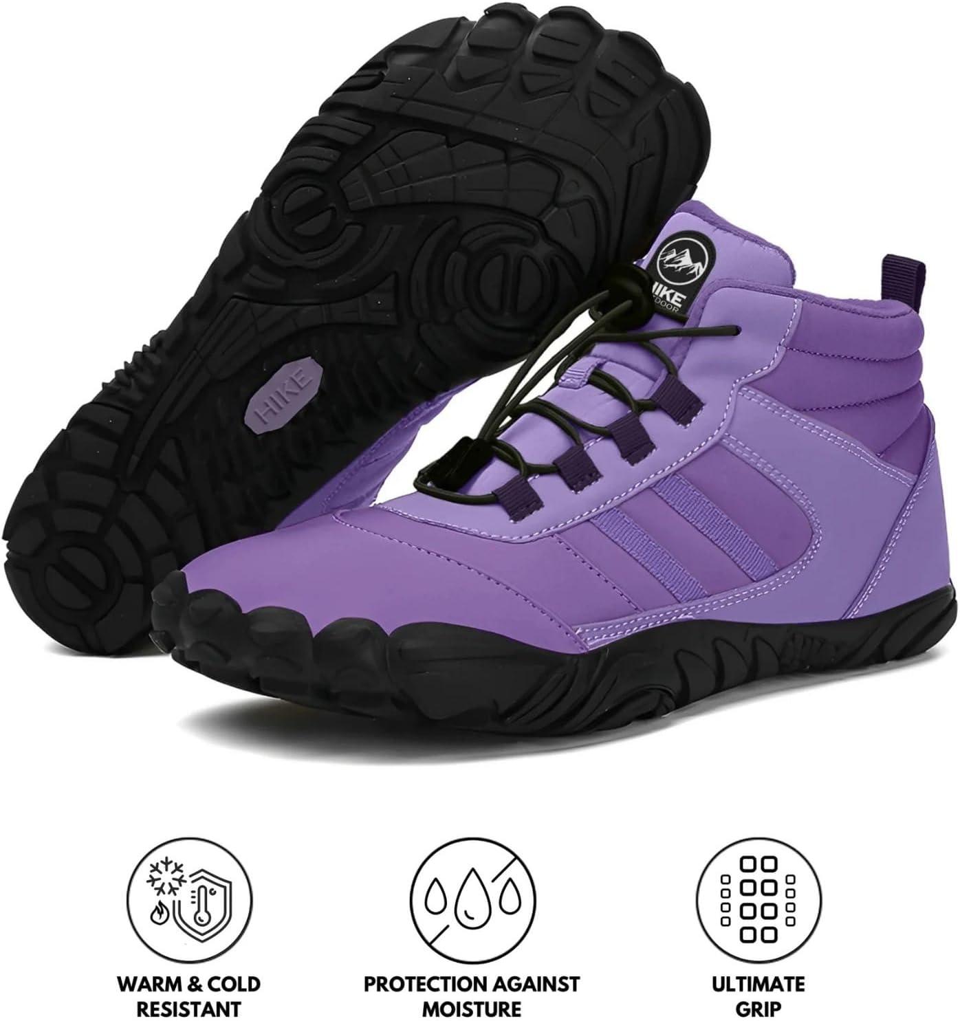 imageKasdava Pro Barefoot Winter Boots  Unisex WaterResistant NonSlip Shoes with Zero Drop Sole ampamp Wide Toe Box for Outdoor Trail ampamp SnowPurple