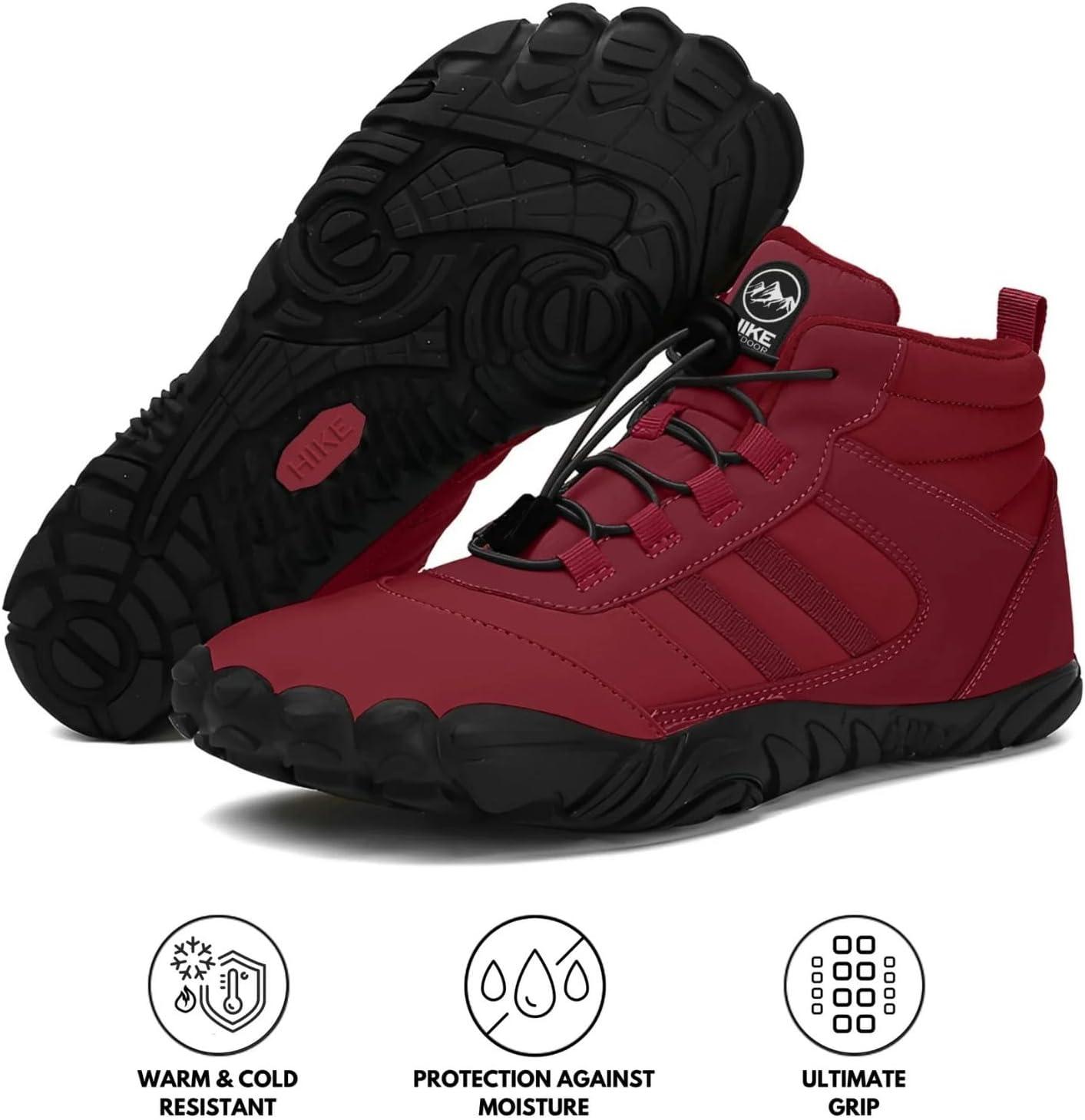 imageKasdava Pro Barefoot Winter Boots  Unisex WaterResistant NonSlip Shoes with Zero Drop Sole ampamp Wide Toe Box for Outdoor Trail ampamp SnowRed