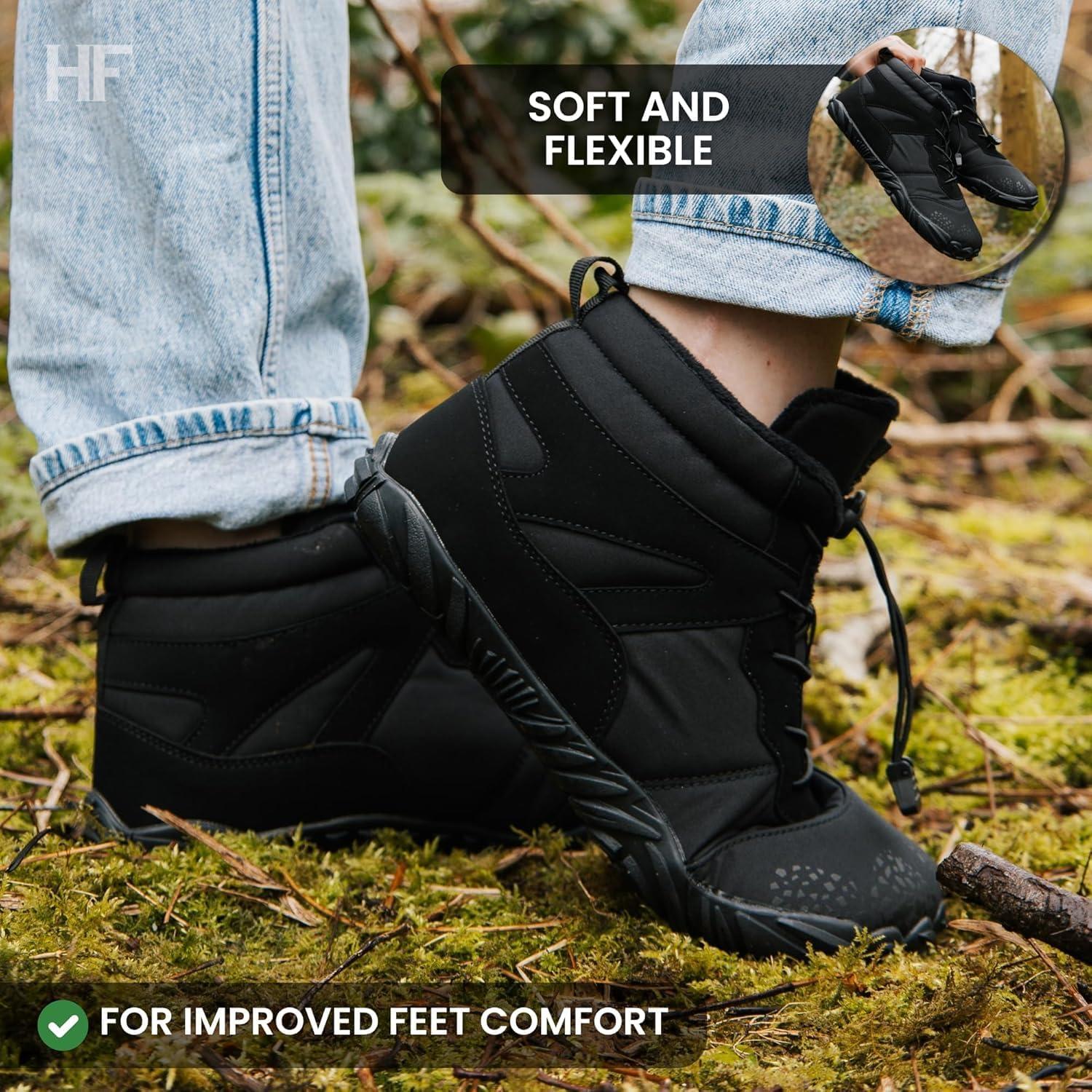 imageVindra Flex Barefoot Winter Boots for Women ampamp Men  NonSlip Lightweight Wide Toe Box Minimalist Walking Shoes for Healthy Foot PostureBlue