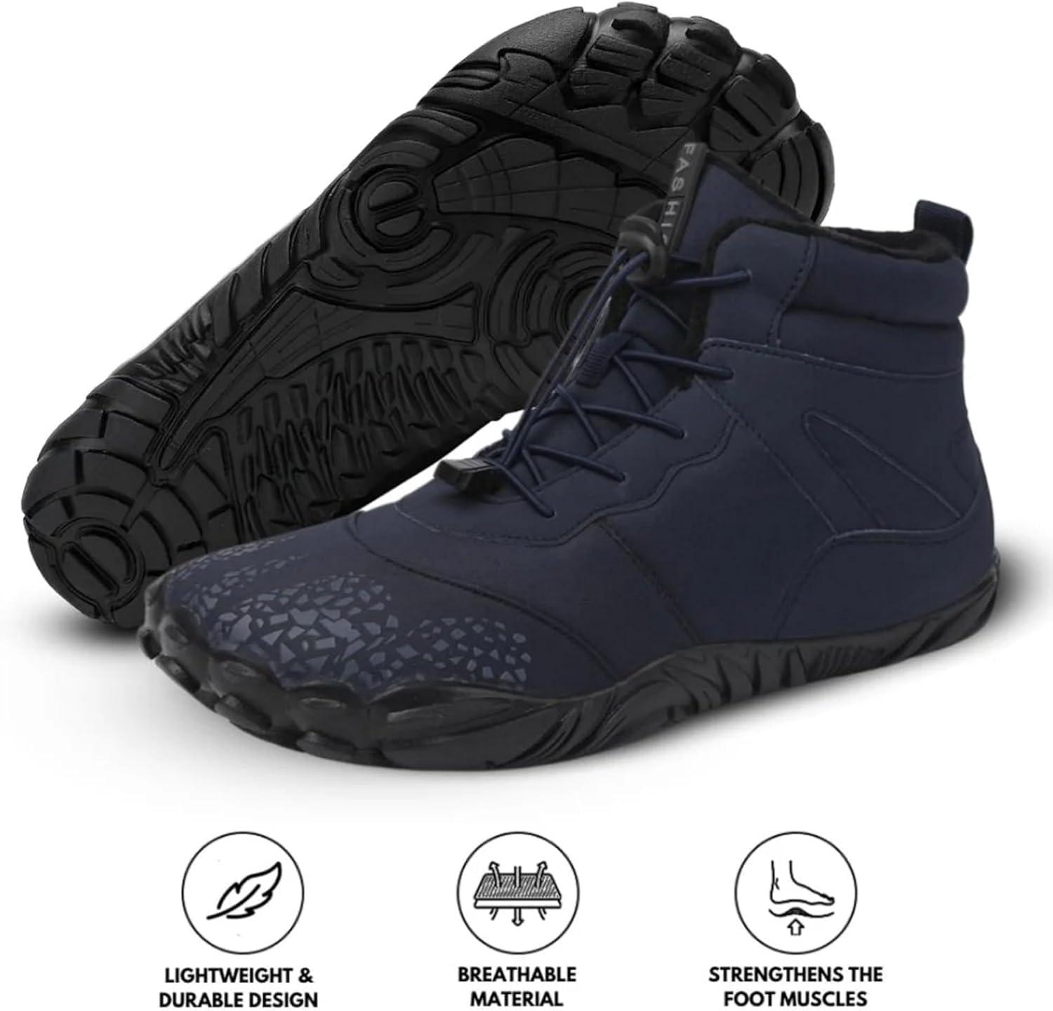 imageVindra Flex Barefoot Winter Boots for Women ampamp Men  NonSlip Lightweight Wide Toe Box Minimalist Walking Shoes for Healthy Foot PostureBlue