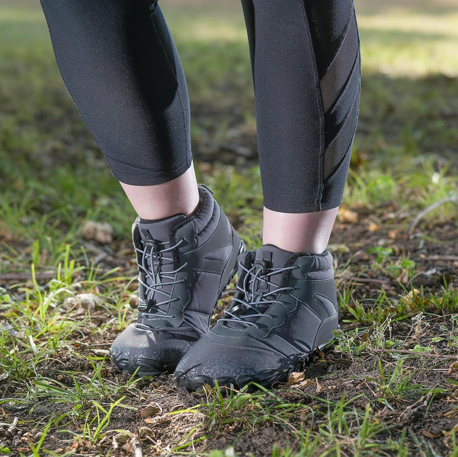 imageVindra Flex Barefoot Winter Boots for Women ampamp Men  NonSlip Lightweight Wide Toe Box Minimalist Walking Shoes for Healthy Foot PosturePink