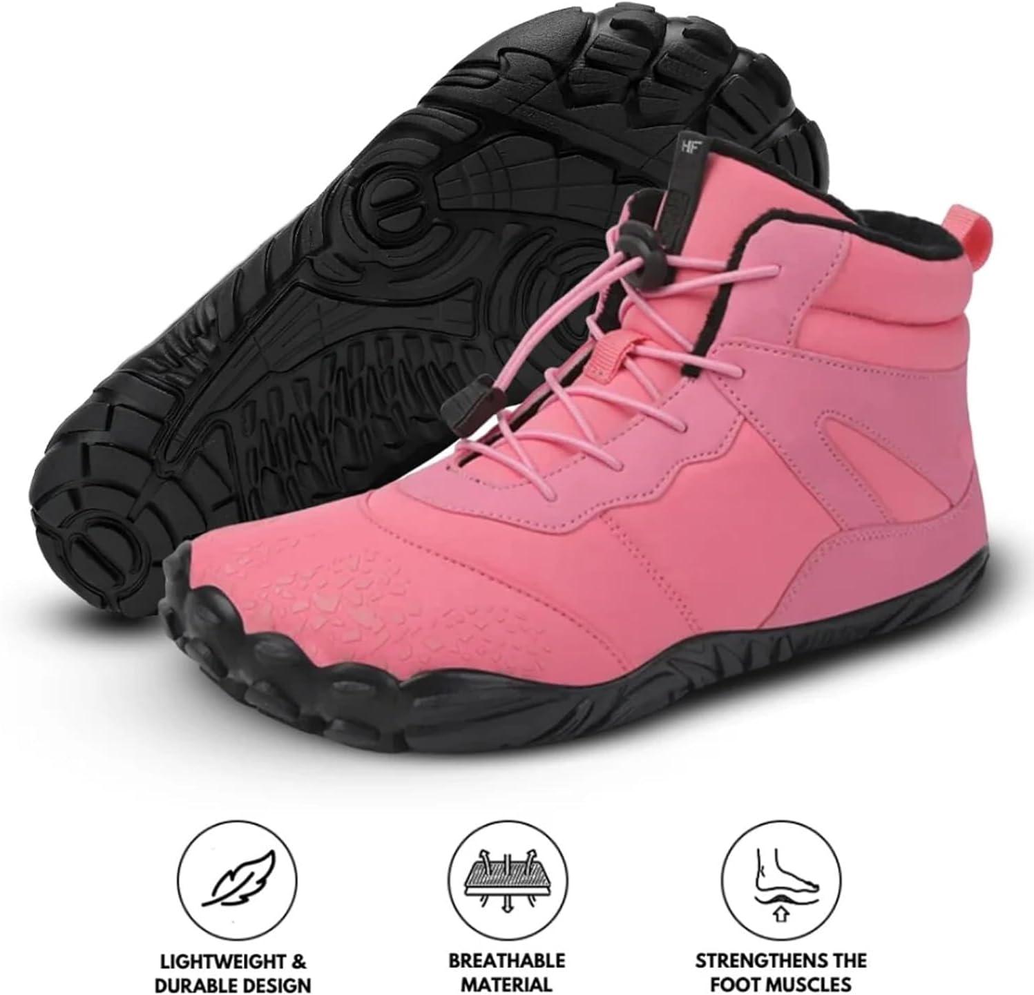imageVindra Flex Barefoot Winter Boots for Women ampamp Men  NonSlip Lightweight Wide Toe Box Minimalist Walking Shoes for Healthy Foot PosturePink