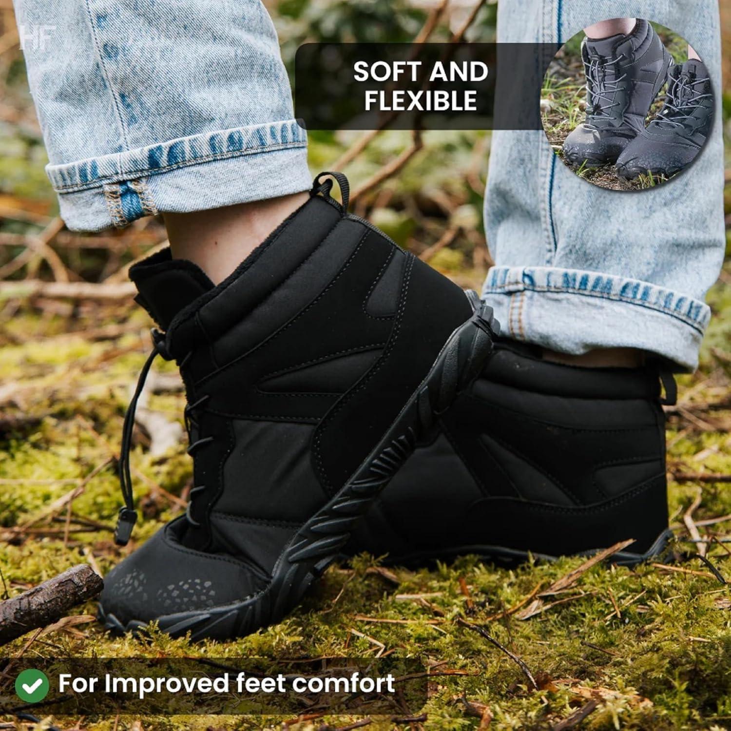 imageVindra Flex Barefoot Winter Boots for Women ampamp Men  NonSlip Lightweight Wide Toe Box Minimalist Walking Shoes for Healthy Foot PosturePink