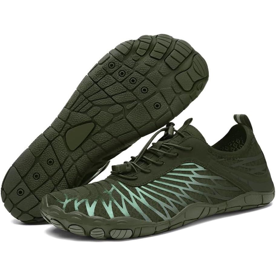 imageHF Signature Healthy ampamp NonSlip Breathable Barefoot Shoes Flexible Lightweight Daily Wear Walking Shoes UnisexArmy Green
