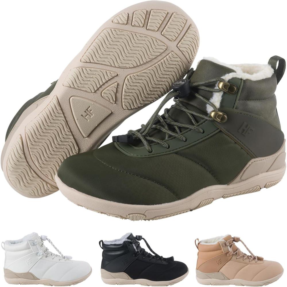 imageHFAzura Ergonomic Supportive Unisex Barefoot Shoes Winter Boots  Wide Toe Box Minimalist ZeroDrop Sole Breathable ampamp SplashProofGreen