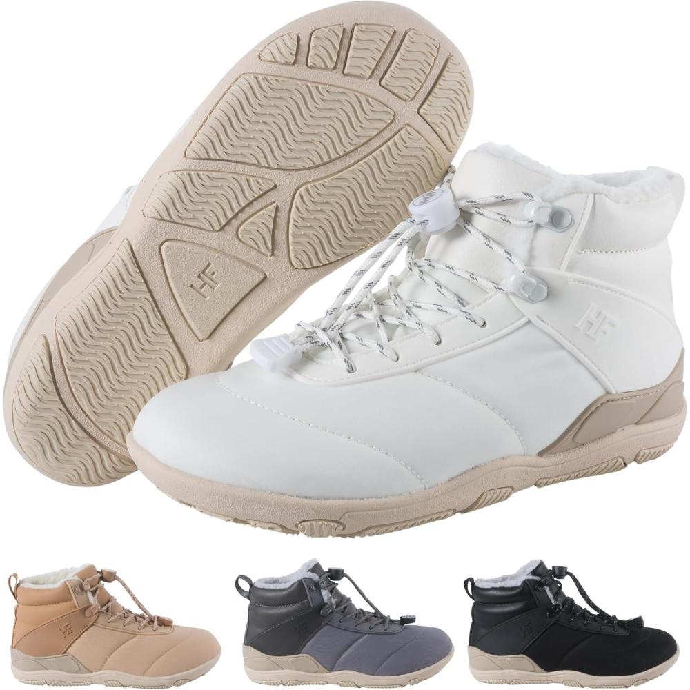 imageHFAzura Ergonomic Supportive Unisex Barefoot Shoes Winter Boots  Wide Toe Box Minimalist ZeroDrop Sole Breathable ampamp SplashProofWhite