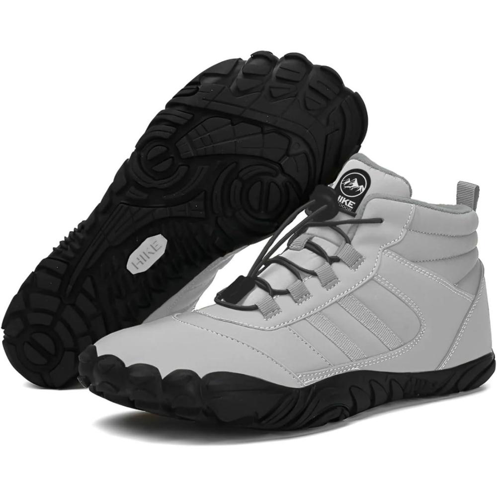 imageKasdava Pro Barefoot Winter Boots  Unisex WaterResistant NonSlip Shoes with Zero Drop Sole ampamp Wide Toe Box for Outdoor Trail ampamp SnowLight Gray