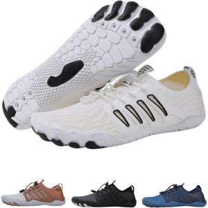 Colson Pro Barefoot Shoes for Men & Women – Lightweight, Non-Slip, Quick-Dry Minimalist Shoes with Wide Toe Box, Arch Support, Flexible Thin Soles for Walking, Running, Gym(White/Black)