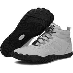 Kasdava Pro Barefoot Winter Boots – Unisex Water-Resistant, Non-Slip Shoes with Zero Drop Sole & Wide Toe Box for Outdoor, Trail & Snow(Light Gray)
