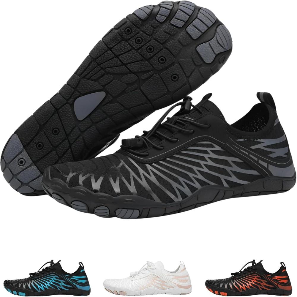 imageLazuli Pro  Healthier and Comfortable Feet with Barefoot Shoes Lightweight Flexible Arch Support Wide Walking Shoes UnisexGreyBlack