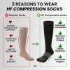 HF Compression Socks – Women Men High Support for Nurses, Running, Exercise, Hiking, Cycling comfort and Fatigue Relief(White)