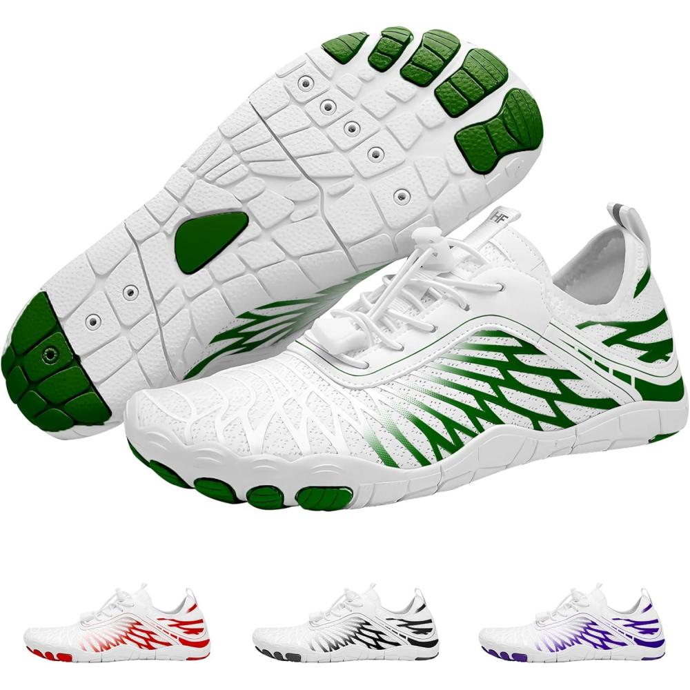 imageHF Breathable Wide Toe Barefoot Shoes Men Women Non  Slip Minimalist Athletic Footwear Walking Running Hiking and Daily Wear WhiteGreen